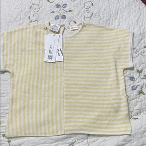 Zara Kids Soft Yellow and White Striped Tee